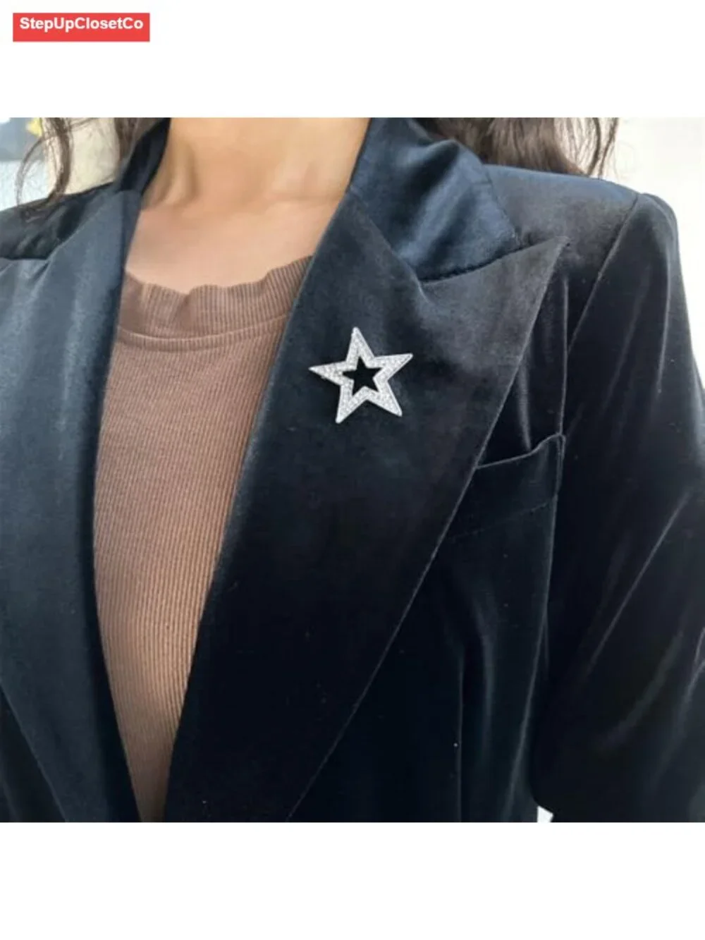 Shiny CZ Star Brooch Women Girls Sparkling Crystal Lapel Pin Elegant Hat Bag